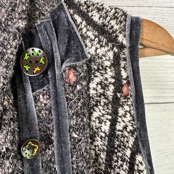 Aneo.a Medium Vintage Velour Velvet Knit Vest Art to Wear Artsy Gothic Flaws - Picture 7 of 8